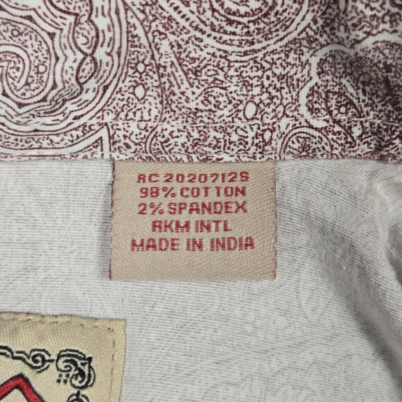 Rafter C Mens Medium Pearl Snap Cowboy Shirt Paisley ProFlex 45 Western Top - Picture 7 of 11